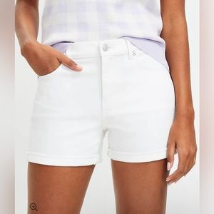 New Loft Denim Roll Shorts in White Size 25